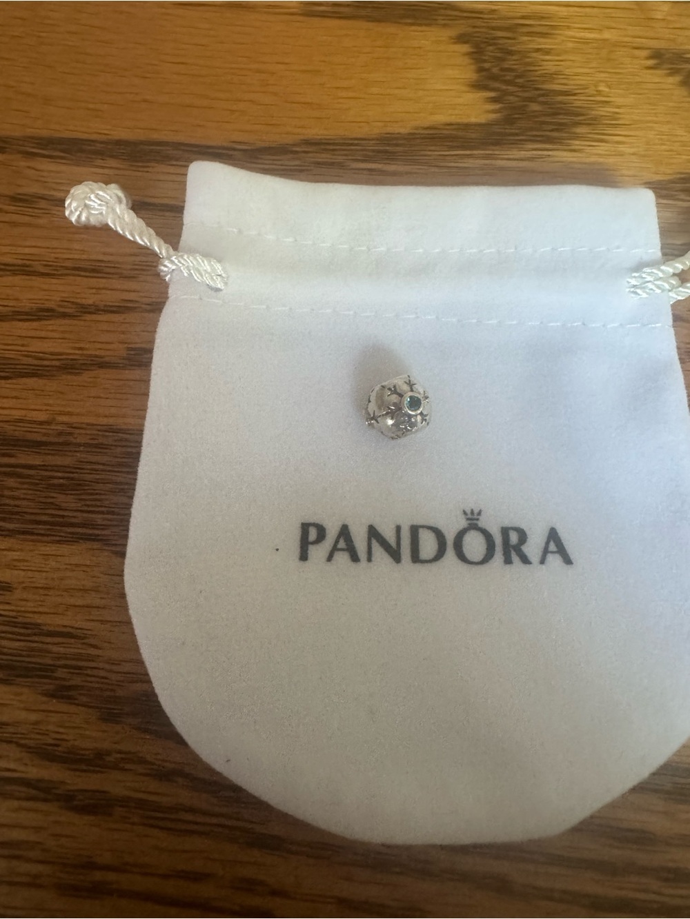 Pandora Silver Starburst Charm with Emerald-Green Center